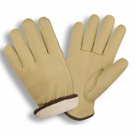 CORDOVA Driver, Cowhide, Standard, Grain, Fleece Gloves, L, 12PK 8245L